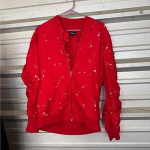 Carbon Red Windbreaker with White Accents